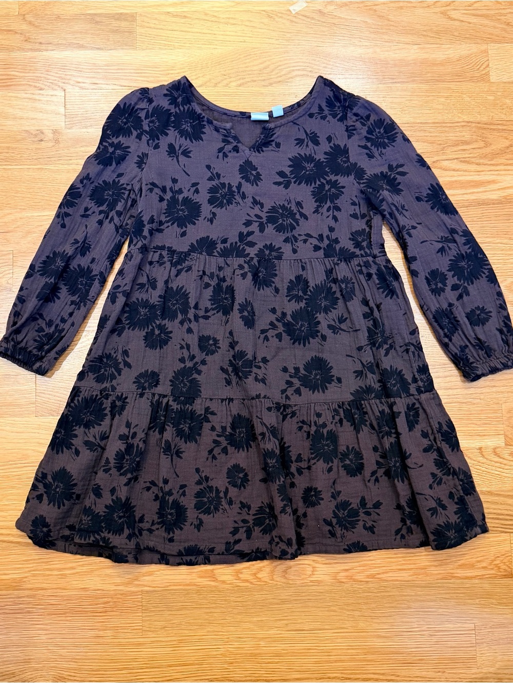 Gap Kids Floral Tiered Dress in Brown and Black